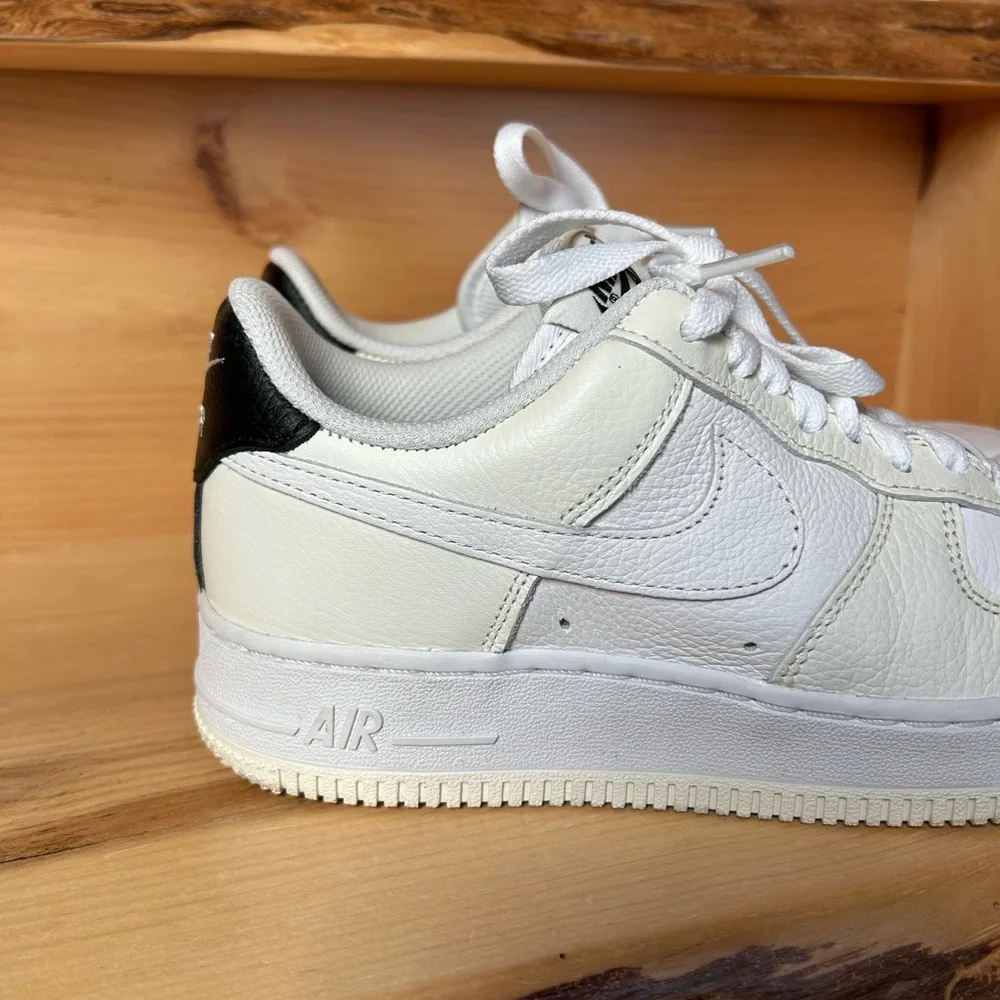 Nike Custom Air Force 1 Low White and Cream with Black Heel Tab Sz 6 - Picture 4 of 12
